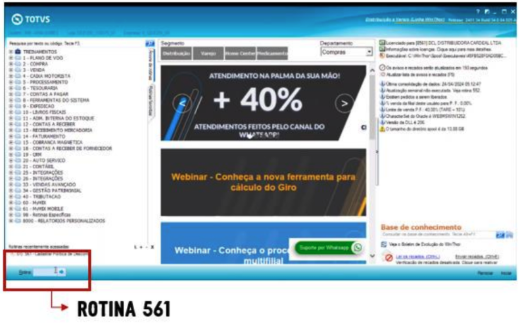 Acessando a Rotina 561