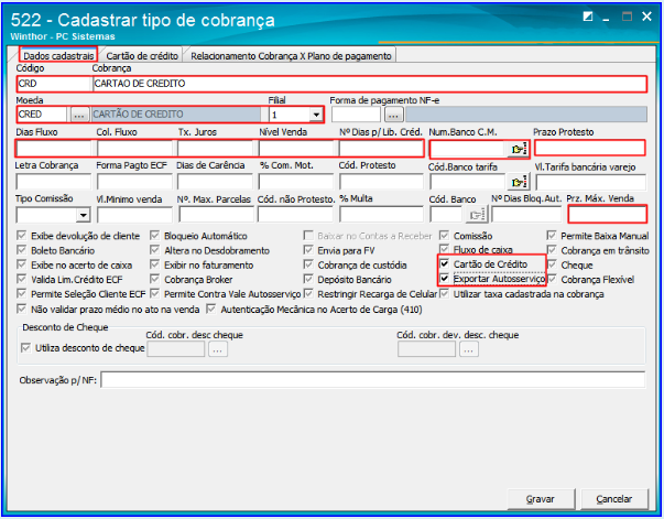 Rotina 522 - Dados cadastrais