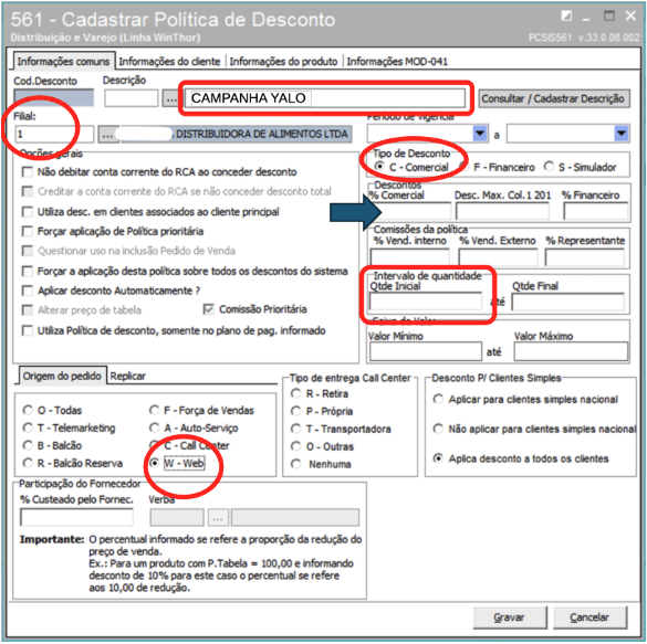 Aba Principal da Rotina 561